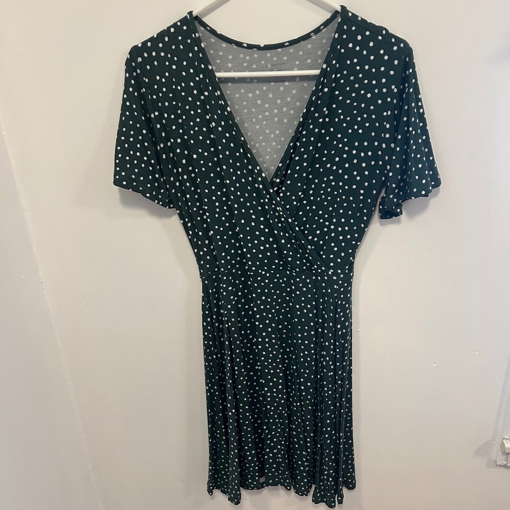 41 Hawthorn Elisse Knit Surplice Dress in Green and White